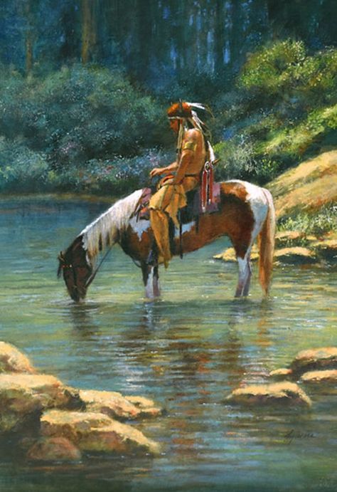 American Indian Artwork, Native American Horses, Cowboy Pictures, American Fine Art, Western Artwork, Native American Paintings, Native American Images, Native American Symbols, Native American Pictures