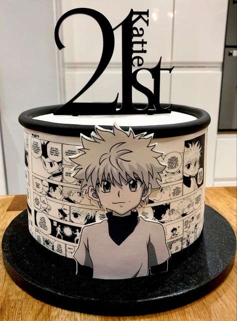 Manga Cake Ideas, Manga Birthday Cake, Hunter X Hunter Cake Ideas, Anime Bday Cake, Anime Cake Design, Anime Cake Design Birthday, Anime Birthday Cake Ideas, Anime Cake Ideas, Hunter X Hunter Birthday Cake