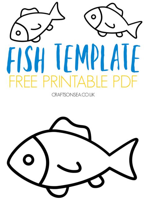 Free Printable Fish Template Free Printable Fish Pictures, Free Fishing Printables, Fish Stencil Templates, Fish Templates Free Printable, Fish Printables Free, Fish Outline Printable, Fish Template Printable, Fish Crafts Preschool, Fish Cut Outs