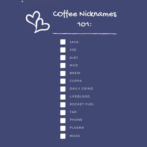 Coffee Nicknames 101☕ #coffeenicknames #coffeefun #coffeeslang #coffeeeducation #thementalbar Coffee Names, Joe Dirt, Daily Grind, Novel Writing, Coffee Lover, Coffee Tea, Coffee Shop, Coffee, Writing