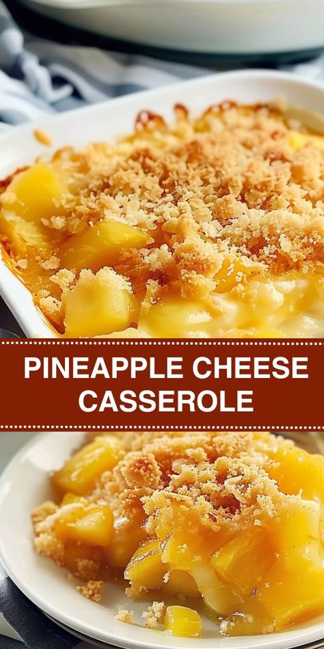 Try this delicious Pineapple Cheese Casserole recipe! A perfect blend of sweet and savory flavors with pineapple chunks, sharp cheddar cheese, and a crunchy Ritz cracker topping. Easy to make and perfect for any occasion, Pineapple Casserole With Ritz Crackers, Easy Pineapple Casserole Recipe, Baked Pineapple Casserole, Pineapple And Cheese, Pineapple Cheese Casserole, Recipes With Crushed Pineapple, Pineapple Casserole Recipe, Ritz Cracker Topping, Lemon Lush Dessert