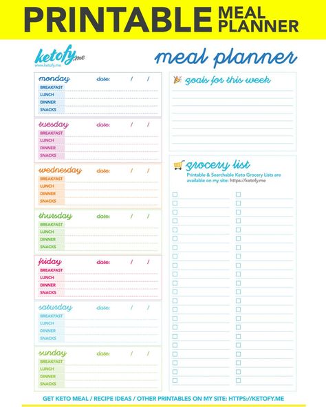 Simple 7 Day Menu Planner Template Printable Meal Planner, Keto Guide, Keto Shopping List, Start Keto, Keto Grocery List, Starting Keto Diet, Starting Keto, Ketosis Diet, Low Carb Dessert