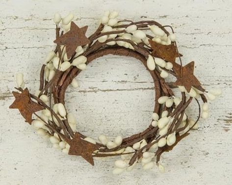 Farmhouse Primitive and Rustic Decor & by BuckeyeCraftsCompany Buckeye Crafts, Floral Candle Rings, Primitive Star, Candle Ring, Candle Wreaths, Floral Candle, Star Candle, Candle Rings, Floral Spray