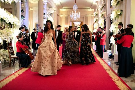 The Obama Girls Have Grown Up Before Our Eyes Obama Sisters, Obama Daughter, Barack Obama Family, Malia And Sasha, Michelle Obama Fashion, State Dinner, Sasha Obama, Malia Obama, Dinner Gowns