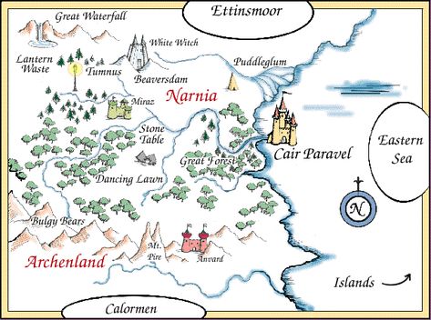 Narnia Crafts, Narnia Map, Map Of Narnia, Cs Lewis Narnia, Lion Witch Wardrobe, The Magicians Nephew, C S Lewis, Cs Lewis, Chronicles Of Narnia