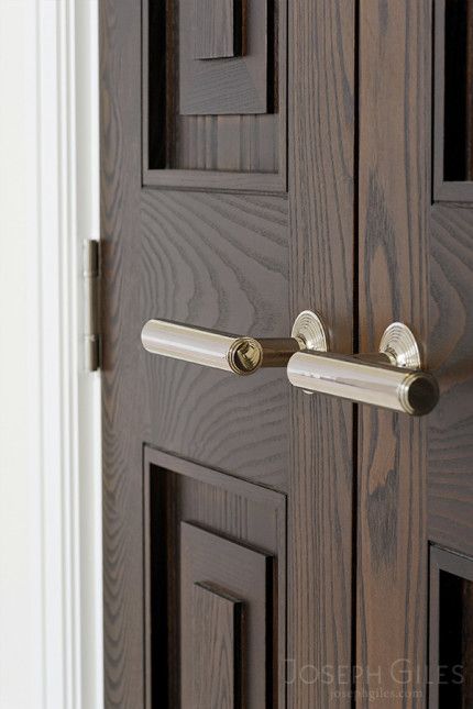 Joseph Giles Stepped End Lever Handles on Stepped Panelled Double Doors Hotel Doors Design, Joseph Giles, Double Door Handles, Pintu Ganda, Exterior Door Frame, Designer Doors, Wooden Double Doors, Double Doors Exterior, Double Doors Interior