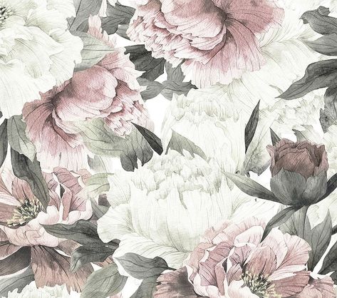 Anewall Blush Floral Temporary Modern Wallpaper | Pottery Barn Kids Boho Floral Wallpaper, Pink Peonies Wallpaper, Bouquet Of Peonies, Salon Office, Peony Wallpaper, Pack N Play, Vintage Bouquet, Shabby Chic Interiors, Temporary Wallpaper