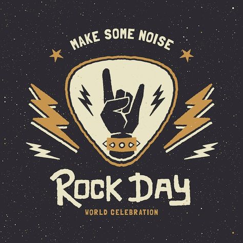 Rock Sign Hand, Rock Graphic Design, Rock Illustration, Rock Baby Clothes, Celebration Illustration, Rock Logo, Rock Sign, Illustration Music, Rock Day