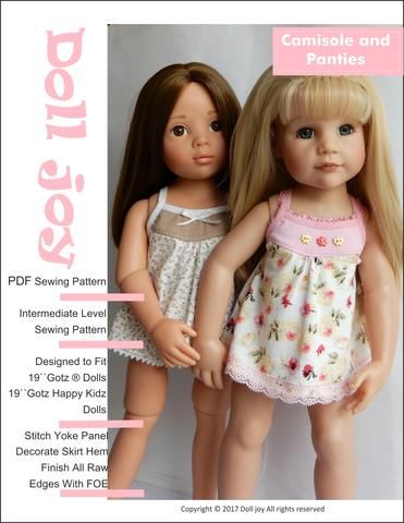 Camisole and Panties Pattern for 19" Gotz Dolls Doll Clothes Sewing Patterns, Night Clothes, Cute Overalls, Swirl Dress, American Girl Patterns, Doll Clothes Pattern, Dolls Diy, American Girl Doll Patterns, Dolls Clothes Diy