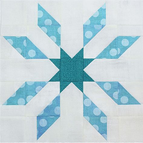 Use This Pretty Snowflake Block in Winter Projects - Quilting Digest Snow Quilt Block, Snowflake Quilt Block Pattern, Winter Wonderland Quilt Pattern, Snowflake Quilt Pattern Free Printable, Snow Flake Quilt Block, Winter Quilt Blocks Free Pattern, Winter Quilts Ideas, Winter Quilt Blocks, Snowflake Quilt Blocks Free Pattern