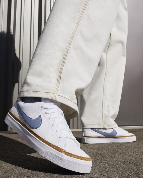 Nike Court Legacy Next Nature, All White Shoes, Nike Court Legacy, Nike Swoosh Logo, Nike Sneaker, Summer Sneakers, Nike Sneakers Women, Herringbone Pattern, Skate Shoes