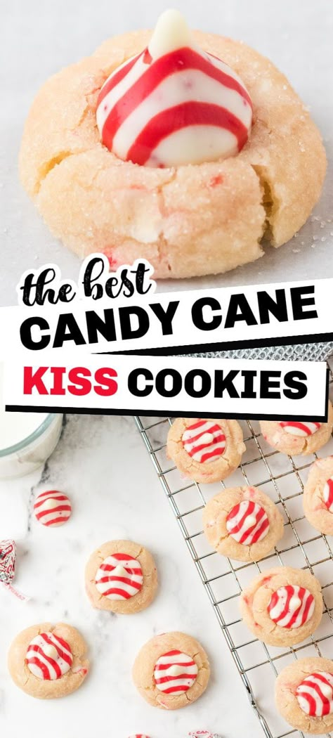 Hershey Kisses Recipes, Candy Cane Kiss Cookies, Kisses Cookies, Peppermint Cookie Recipe, Peppermint Cookie, Kiss Cookie Recipe, Peppermint Recipes, Christmas Baking Recipes, Candy Cane Cookies