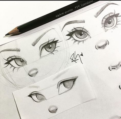 Drawings Of Eyes, Couple Drawing, Eye Drawing Tutorials, Drawing Eyes, Nose Drawing, Drawing Faces, Contour Drawing, Digital Painting Tutorials, Anime Drawings Tutorials