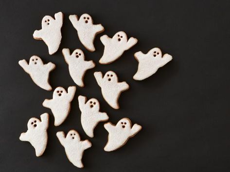 Spiced Linzer Ghost Cookies Ghost Linzer Cookies, Plain Cookies, Pumpkin Pecan Pie, Linzer Cookies, Classic Sandwich, Ghost Cookies, Spooky Treats, Pure Vanilla, Food Network Magazine