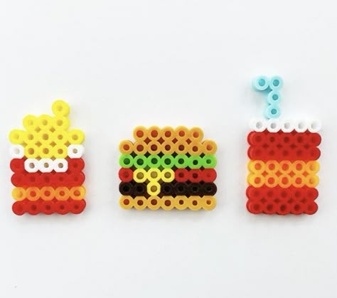 Iron Bead Art, Fuse Beads Ideas Cute, Food Perler Beads, Fuse Beads Ideas, Melty Bead Designs, Perler Beads Pattern, Bead Craft Ideas, Ironing Beads, Perler Bead Creations