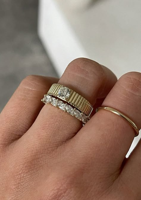 Our take on an elegant classic—the Marquise Eternity Ring shines bright and bold, featuring diagonally set marquise cut diamonds. 14k solid yellow gold—always Average weight: 2.8g Band width: 3.4mm Height off of finger: 2.2mm Diamond 4 C's: 1.9ctw, but may vary depending on ring size, Marquise, VS1-2, D/E/F, Excellent Custom sizing is available. Custom sized pieces are final sale. This piece cannot be resized. This piece is made to order. Please allow at least 10-15 business days for production. Fall Rings, Marquise Shape Diamond, Soft Edges, Fancy Jewellery Designs, Twist Ring, Broken Chain, Eternity Ring Diamond, Solid Gold Jewelry, Domed Ring