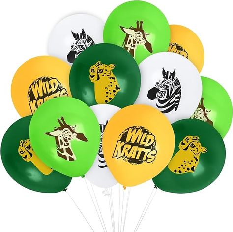 Amazon.com: Treasures Gifted Officially Licensed Wild Kratts Birthday Party Supplies - 12 Pack Wild Kratts Balloons Latex - Wild Kratts Birthday Decoration - 12in Happy Birthday Balloons Orange, Green & White : Toys & Games Wild Kratts Birthday Party, Wild Kratts Party, Animal Themed Birthday Party, Wild Kratts, Treasure Gift, Colorful Birthday, Balloon Centerpieces, Happy Birthday Balloons, Birthday Supplies