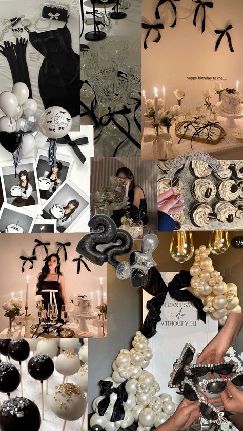 #birthdayparty #birthdayaesthetic #birthdaygirl 21st Birthday Party Decor, 25th Birthday Ideas For Her, 40th Party Ideas, 21st Birthday Themes, Black Party Decorations, Silver Party Decorations, Sweet Sixteen Birthday Party Ideas, 17th Birthday Ideas, 21st Bday Ideas