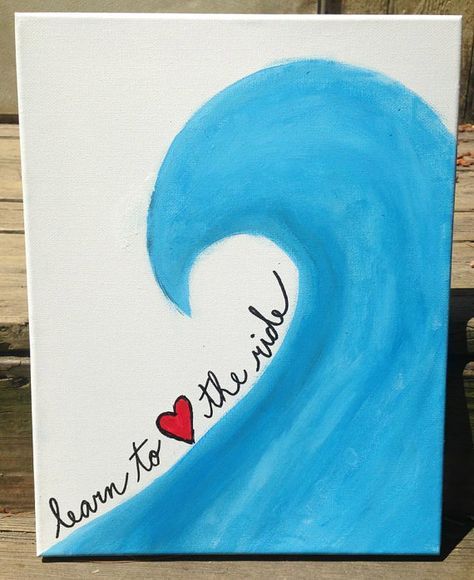 I know this is for sale but what a great idea for a homemade card! Canvas Painting - Learn to love the ride via Etsy Cuadros Diy, 강아지 그림, Easy Canvas Painting, Easy Canvas, Things To Paint, Paint Night, Canvas Painting Ideas, Beginner Painting, Canvas Ideas