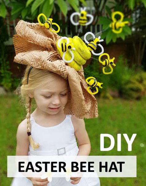 Hat Diy Ideas, Easter Hat Parade Ideas, Girls Easter Bonnet, Crochet Hat Kids, Easter Hat Parade, Bee Hat, Easter Craft Projects, Parade Ideas, Easter Hat