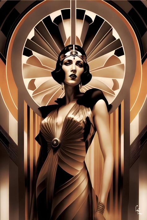 Art Deco Paintings Illustrations, Art Deco Great Gatsby, Makeup Looks Under Eye, Art Deco Aesthetic Outfit, Art Deco Makeup, Art Deco Hollywood, Artificial Art, Art Deco City, Art Deco Portrait