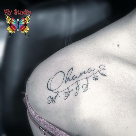 Ohana Tattoo With Turtle, Ohana Disney Tattoo, Ohana Family Tattoo, Ohana Tattoo Ideas For Women, Small Ohana Tattoo Ideas, Ohana Means Family Tattoo, Ohana Tattoo Ideas Families, Ohana Stitch Tattoo, Ohana Tattoos