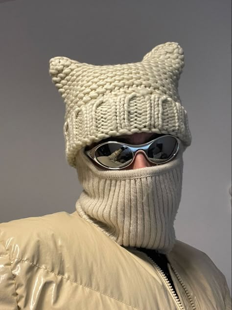 Y2k Inspo, Diesel Jacket, Crochet Mask, Knitted Balaclava, Cat Beanie, Crochet Clothing And Accessories, Fire Fits, Futuristic Fashion, Estilo Hip Hop