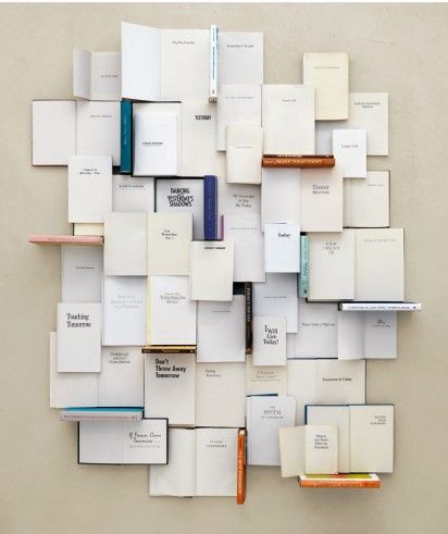 Who knew self-books could look so lovely? Photograph by Kent Rogowski. Design Bookshelves, Book Installation, Modern Hepburn, Be Design, Book Sculpture, Book Wall, Collage Making, Piet Mondrian, Yesterday And Today