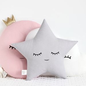 Gray Pillows, Pillows Ideas, Nursery Decor Pillows, Toddler Bedroom Girl, Cute Cloud, Children Room Boy, Moon Nursery, Moon Pillow, Toddler Girl Room