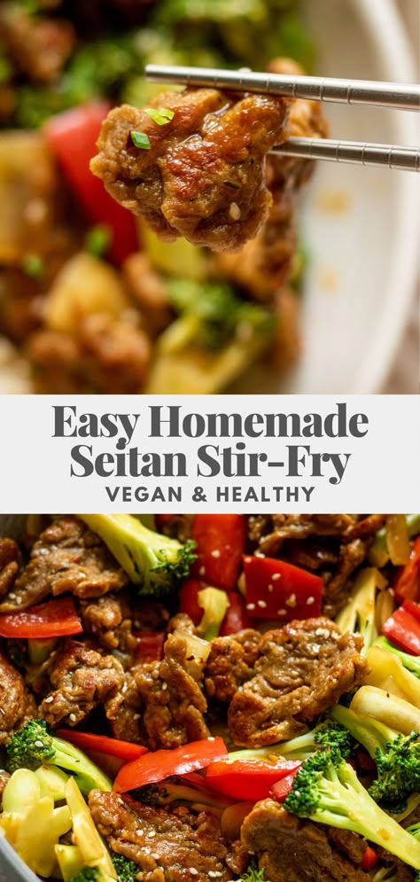 Easy Seitan Recipes Vegan, Takeout Recipes, Homemade Seitan, Vegan High Protein, Ms Diet, Healthy Vegan Dinner Recipes, Vegan Stir Fry, Nourish Bowl, Seitan Recipes