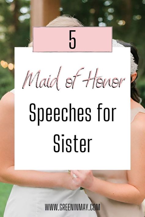 Are you the maid of honor for your sister's wedding and feeling the pressure to deliver an unforgettable speech? Don't worry, we've got you covered with 5 heartwarming and humorous maid of honor speech ideas that will make your sister's special day even more memorable. Get ready to raise a glass and toast to the happy couple! Maid Of Honor Speech Ideas, Matron Of Honor Speech, Wedding Toast Speech, Maid Of Honor Responsibilities, Wedding Planning Checklist Budget, Wedding Speech Quotes, Maid Of Honor Toast, Sister Wedding Speeches, Magic Wedding