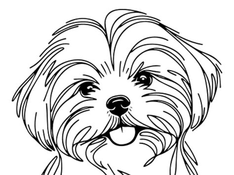 SVG - Google Drive Cute Shih Tzu Drawing, Shih Tzu Svg, Drawing Shih Tzu, Shih Tzu Drawing, Chihuahua Drawing, Beach Inspired Tattoos, Dogs Tattoo, Butterfly Tattoo Stencil, Cute Pumpkin Carving