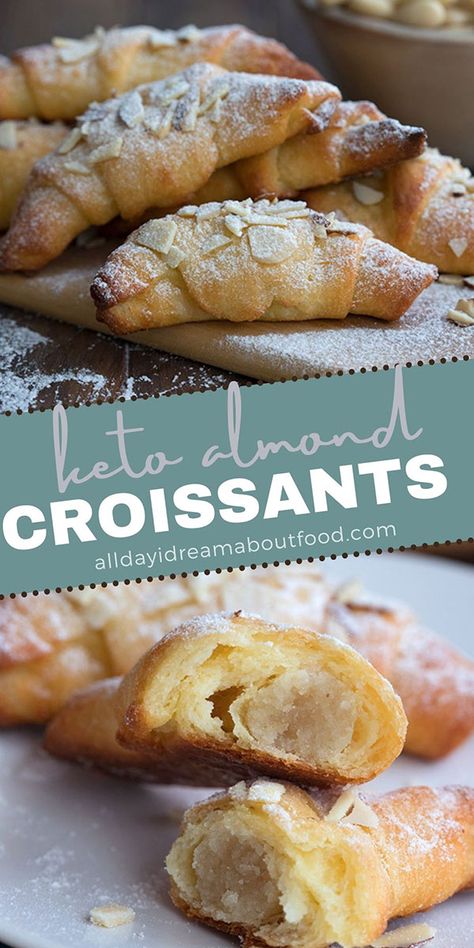 Keto Brood, Breads And Pastries, Almond Croissants, Almond Croissant, Almond Paste, Low Carb Diet Recipes, Low Carb Dinner Recipes, Low Carb Bread, Low Carb Breakfast