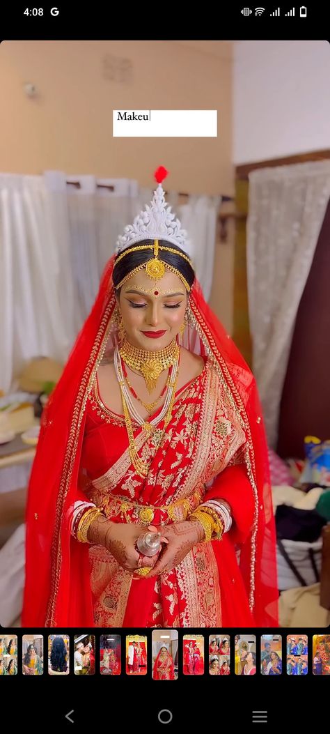 Bengali Reception Bridal Look, Bengali Bride Reception Look, Bengali Marriage, Kolkata Wedding, Bridesmaid Poses, Bengali Bridal Makeup, Indian Wedding Bride, Tough Girl Quotes, Bengali Bride