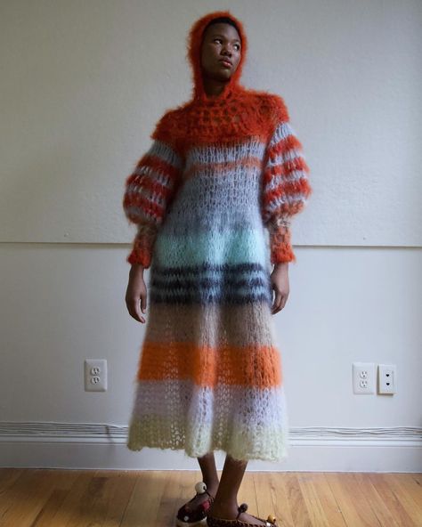 * new online now - a ‘gown’ experiment from earlier this year, made using hand knitted and freeform crochet mohair yarns⛓️ this and other… | Instagram Edgy Boho Fashion, Nong Rak, Crochet Mohair, Comfy Chic Outfits, Special Gift Ideas, Chic Outfits Edgy, Edgy Fashion Chic, Hand Knitted Dress, Mei Mei