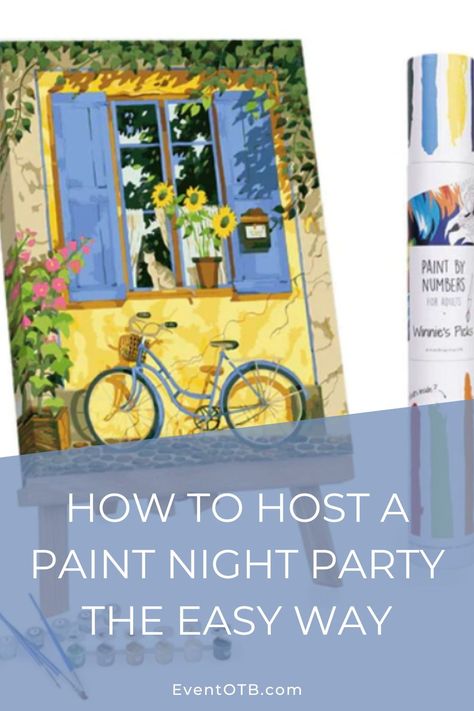 Hosting a paint night party doesn't have to be a lot of work! Maybe you're not sure what to do for the painting, and I have a super easy solution for you! Get some adult paint by numbers! This will help your girl's night, bachelorette party, or whatever you're celebrating go smoothly and stress free party planning for you! Diy Paint And Sip Party, Paint Night Party, Adult Paint By Numbers, Club Activities, Adult Party Themes, Painting Night, Night Parties, Unique Party Themes, Dinner Party Themes