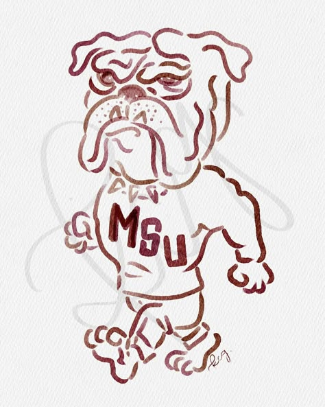 🐶🐶🐶 • Mississippi State mascot print! Colors are customizable!!! #kennedycarolinecollective #watercolormascotprint Grad Party Theme, Msu Bulldogs, Bulldog Wallpaper, Girly Stickers, Bulldog Print, Mississippi State University, Dorm Art, Mississippi State Bulldogs, Banner Ideas