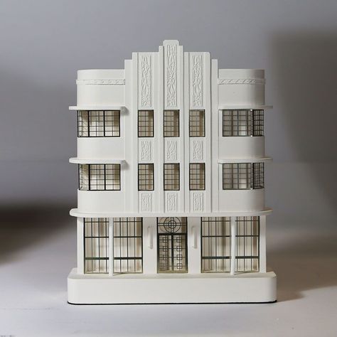 Art Deco Building Facade, Art Deco Beach House, Hotel Building Design, Art Deco Buildings Architecture, Art Deco Sketch, Art Deco Arquitectura, Art Deco Architecture Miami, Art Deco Mansion, Paper Model Architecture