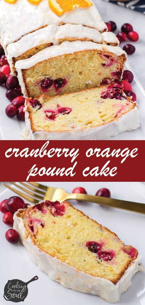 Easy Cranberry Orange Pound Cake! Make this easy and delicious cranberry orange pound cake for the holidays. Topped with a thick orange glaze or icing #cookingformysoul Christmas Cranberry Pound Cake, Cranberry Pound Cake Recipe, Cranberry Pound Cake, Orange Desserts, Cranberry Orange Pound Cake, Cranberry Orange Cake, Christmas Cranberry, Orange Pound Cake, New Year's Desserts