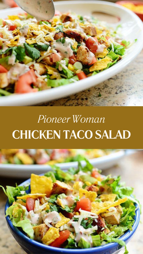 Pioneer Woman Chicken Taco Salad Pioneer Woman Taco Salad, Chicken Taco Salad Dressing, Ultimate Taco Salad, Taco Chicken Salad Recipe, Rotisserie Chicken Taco Salad, Chicken Taco Salad Bowl, Chicken Salad Pioneer Woman, Taco Salad With Chicken, Chicken Fajita Salad Recipe