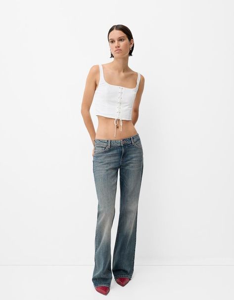 Women’s Pants | New Collection | Bershka Super Low Rise Jeans, Low Waist Bootcut Jeans, Jeans Trousers Women, College Clothes, Low Waisted Jeans, Bershka Jeans, Low Waist Jeans, Xmas List, Trending Boots