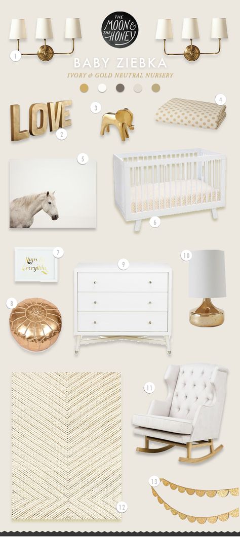 Gold Nursery, Nursery Style, Nursery Inspo, Gender Neutral Nursery, Baby Bedroom, Baby Girl Room, Big Girl Rooms, Nursery Inspiration, Nursery Design