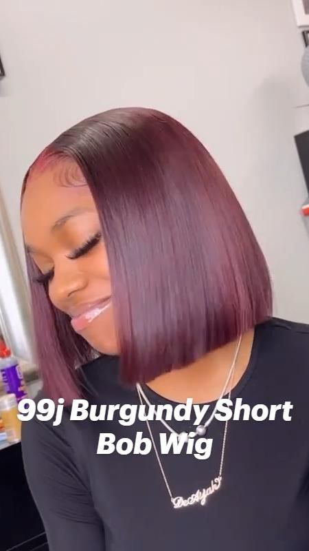 Burgundy Bob, Weave Bob Hairstyles, Front Lace Wigs, Birthday Hairstyles, Quick Weave Hairstyles, Burgundy Hair, Quick Weave, Wigs Human Hair, Hair Ponytail Styles