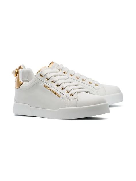 Click to view more detailed imagery on our partner's website Iconic Sneakers, Tone Calves, Dolce Gabbana Sneakers, White Leather Sneakers, Shoes Collection, Dolce E Gabbana, Leather Cap, Beach Tote Bags, Airport Outfit