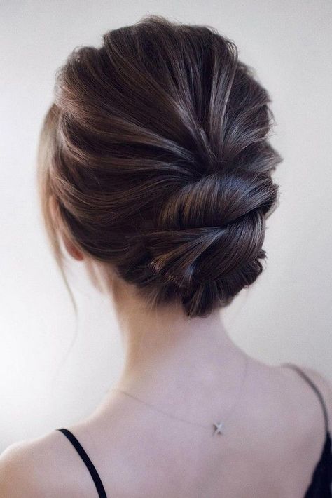 15 Stunning Low Bun Updo Wedding Hairstyles from Tonyastylist | EmmaLovesWeddings | Bloglovin’ Neat Wedding Hair, Loose Buns Hairstyles, Mid Length Hair Bridal Styles, Party Hairdos For Medium Length Hair, Neat Updo Hairstyles, Simple Updos For Medium Hair Formal, Mid Length Wedding Hairstyles, Work Updo, Updos Easy