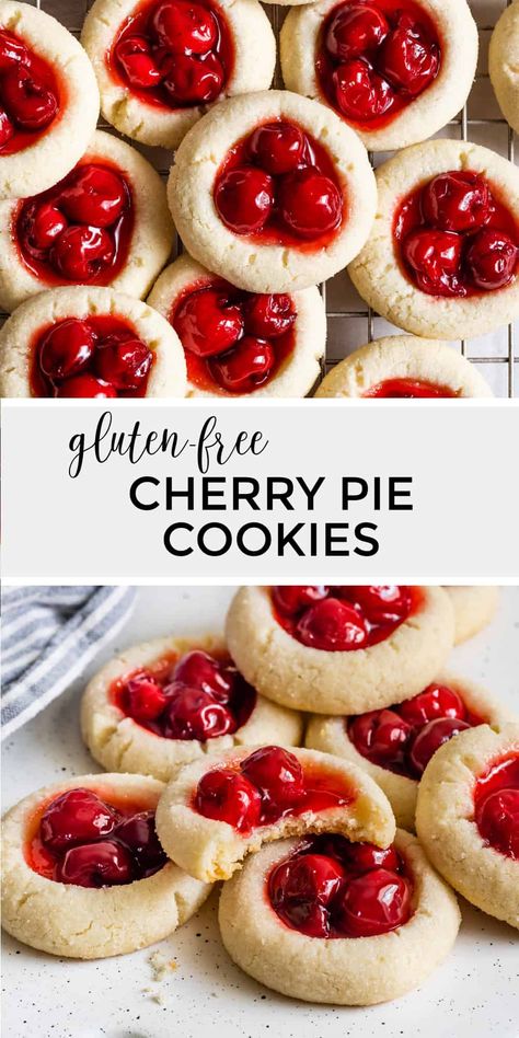 Cherry Pie Cookies, Thumbprint Cookie, Gluten Free Christmas Cookies, Gluten Free Holiday, Easy Gluten Free Desserts, Gluten Free Thanksgiving, Pie Cookies, Gluten Free Cookie Recipes, Gluten Free Christmas