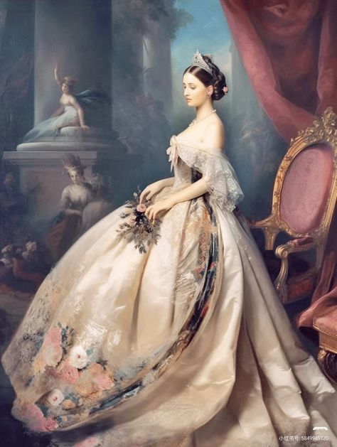 Princess Vintage Aesthetic, Royal Oc Art, Dress Kerajaan, Royalty Painting, 1600 Fashion, Fae Aesthetic, Tale Dress, Regency Era Fashion, Victorian Paintings