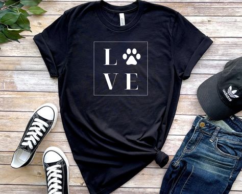 Love T-Shirt in Black Excited to share the latest addition to my #etsy shop: Love T-shirt | Animal Lover Shirts | Fun Animal Tees https://etsy.me/3EJDIe1 #black #minimalist #shortsleeve #crew #animallovergift #lovemydogshirt #giftsforpetlovers #giftforher #giftforhim Logo Design Animal, Designs To Paint, Pictures Of Pets, Present Mom, Mama Bear Shirt, Shirts Vinyl, Shirt Logo Design, Funny Dog Shirts, Shop Board