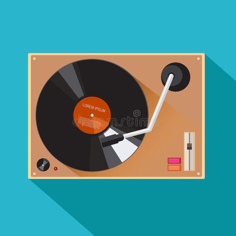 Player for vinyl record. Music flat vector illustration #Sponsored , #Sponsored, #Paid, #vinyl, #vector, #illustration, #record Musical Sketches, Music Illustration Design, Vinyl Record Illustration, Turntable Illustration, Record Player Illustration, Record Illustration, Vinyl Illustration, 70s Theme Party, Party Icon