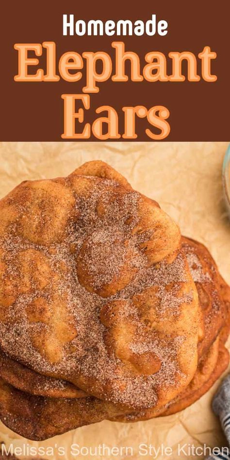 Elephant Ear Recipe, Homemade Elephant Ears, Elephant Ears Recipe, Carnival Food, Homemade Pastries, Homemade Dough, Fried Dough, Funnel Cake, Bread Recipes Sweet